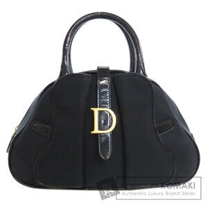 Christian Dior logo handbag Leather Black